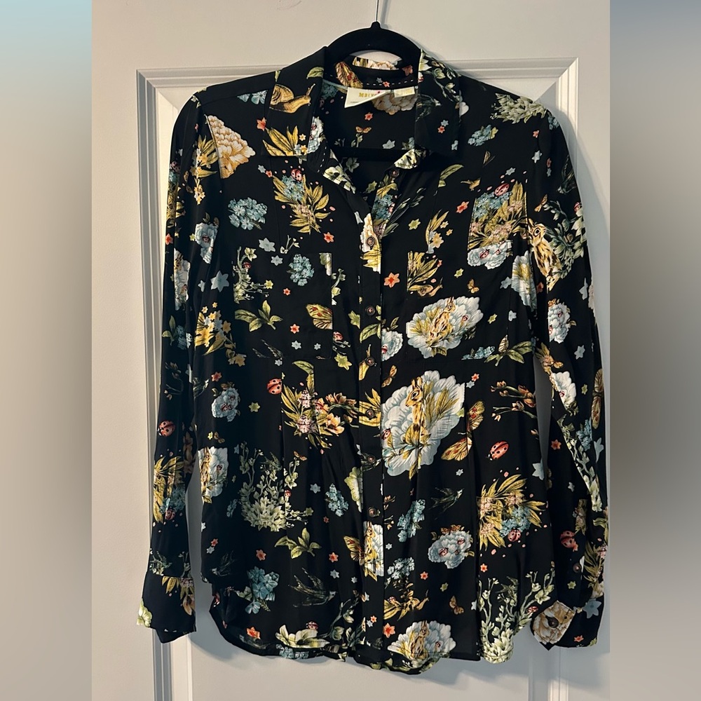 Maeve Black Floral Blouse